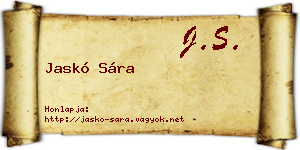 Jaskó Sára névjegykártya